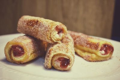 Up close of french toast rolls