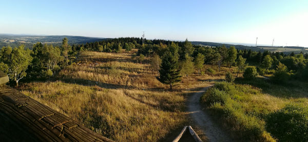 Scenic view of landscape against clear sky