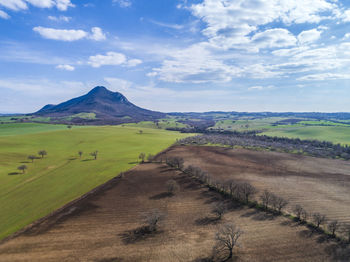 Landscape of the roman countryside in italy. mountain soratte.
