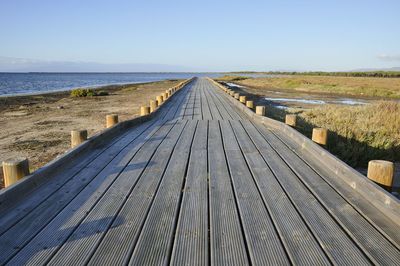 Pier over sea against clear sky