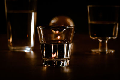 Close-up of beer glass on table