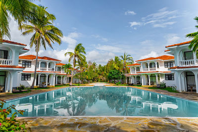 View of swimming pool against building