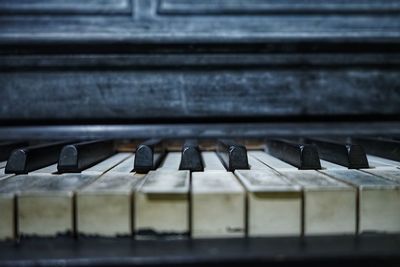 Close-up of piano keys