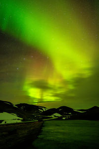 Scenic view of aurora against sky at night