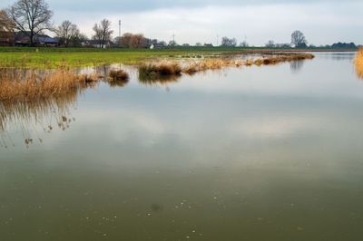 Scenic view of lake against sky