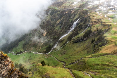 Bachlager waterfall or bachlagerwasserfall taken on top of first summit walk in grindelwald