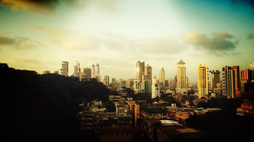 View of cityscape at sunset