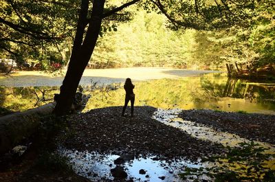 People in pond