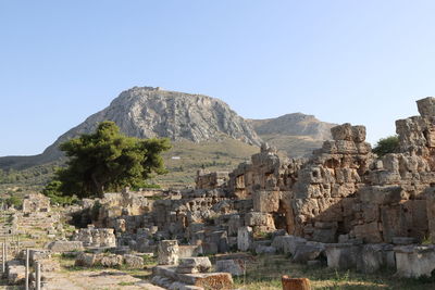 Ruins of building against clear sky