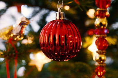 Low angle view of illuminated christmas lights