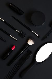 High angle view of beauty products on table