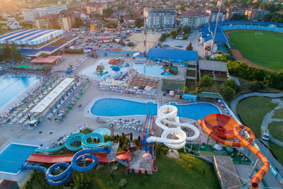 Jagodina drone view, serbia aerial photo. summer day