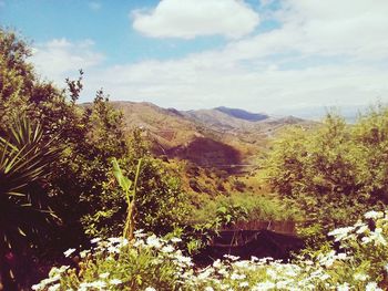 Scenic view of mountains against sky