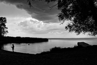 Scenic view of lake against sky