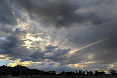 Low angle view of cloudy sky during sunset