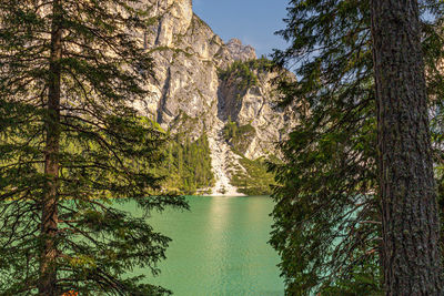 Lake braies is a lake in the prags dolomites in south tyrol, italy