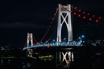 View of suspension bridge at night