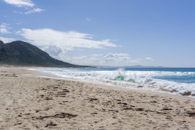 Scenic view of beach against sky