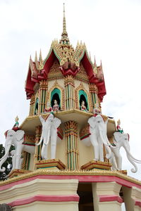 Low angle view of temple against building