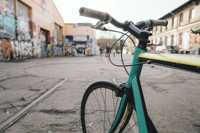 Bicycle parked on street