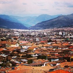 High angle shot of townscape