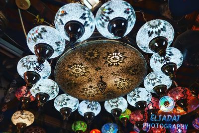 Low angle view of decorations hanging on ceiling