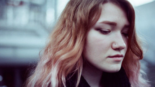 Close-up portrait of a beautiful young woman