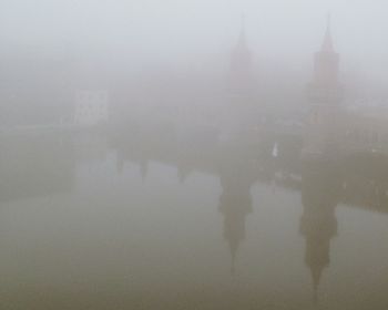 Buildings in foggy weather