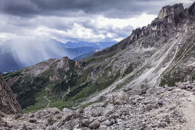 Scenic view of rocky mountains against sky