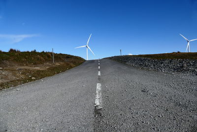 Wind turbines on field