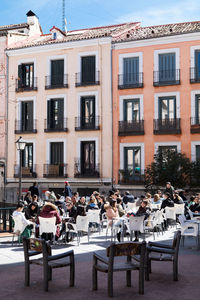 Group of people in front of building