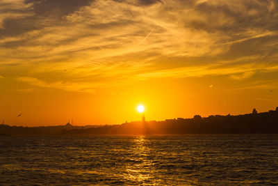 Scenic view of sea against sky during sunset