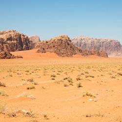 Scenic view of desert against clear sky