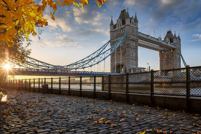 View of bridge against cloudy sky