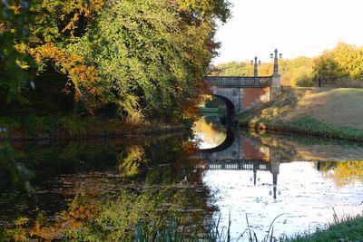 Bridge over river during autumn