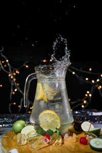 Close-up of glass of drink on table