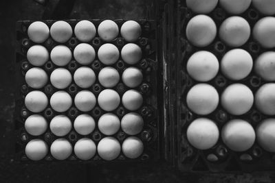 High angle view of eggs in container