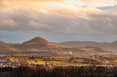 Scenic view of landscape against sky during sunset