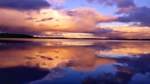 Scenic view of sea against sky at sunset