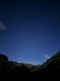 Scenic view of mountains against sky at night