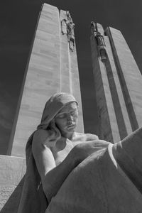 Low angle view of statue at canadian national vimy memorial 