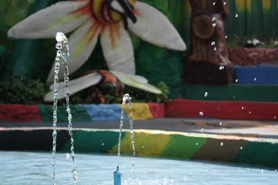 Close-up of reflection of man in water