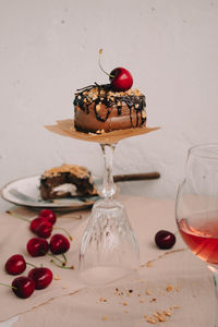 Close-up of chocolate cake on table