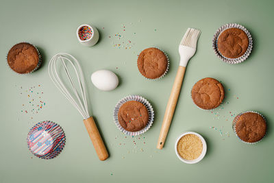 Directly above shot of food on white background