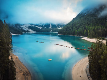 Scenic view of lake against sky