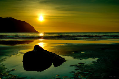 Scenic view of sea against sky during sunset