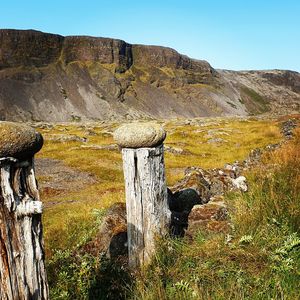 Scenic view of land against sky