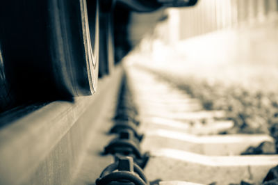 Close-up of empty railroad track