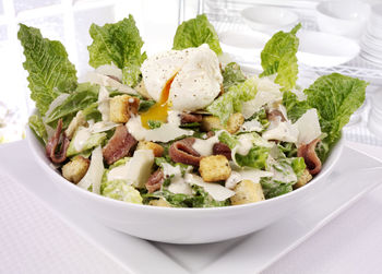 Close-up of salad in plate on table