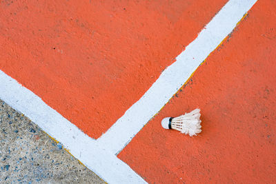 High angle view of arrow sign on road